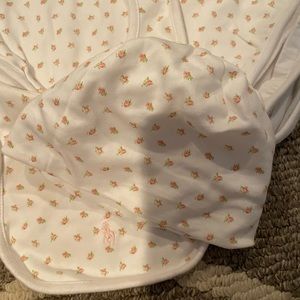 Ralph lauren baby blanket, bib, beanie
